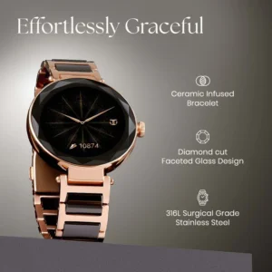 Titan Elixir Premium Smartwatch with 316L Stainless Steel Build, AMOLED Display, Bluetooth Calling and Health Sensors – Model 95293WD02