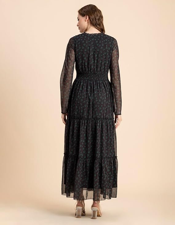 Whispers of Spring- V-Neck Floral Dress by Moomaya - Image 2