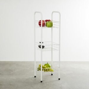 Trenton Three-Tier Metal Kitchen Basket in Beige – Stylish Storage Solution