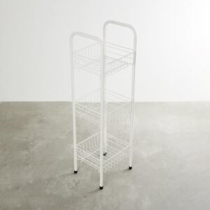 Trenton Three-Tier Metal Kitchen Basket in Beige – Stylish Storage Solution