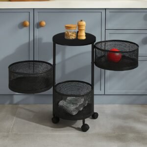 LUXE HOME Metal Revolving Kitchen Trolley: Smart Storage in Style