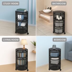 LUXE HOME Metal Revolving Kitchen Trolley: Smart Storage in Style