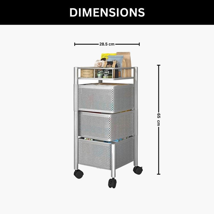 LUXE HOME’s Metal 3-Tier Revolving Trolley: Modern Kitchen Luxury