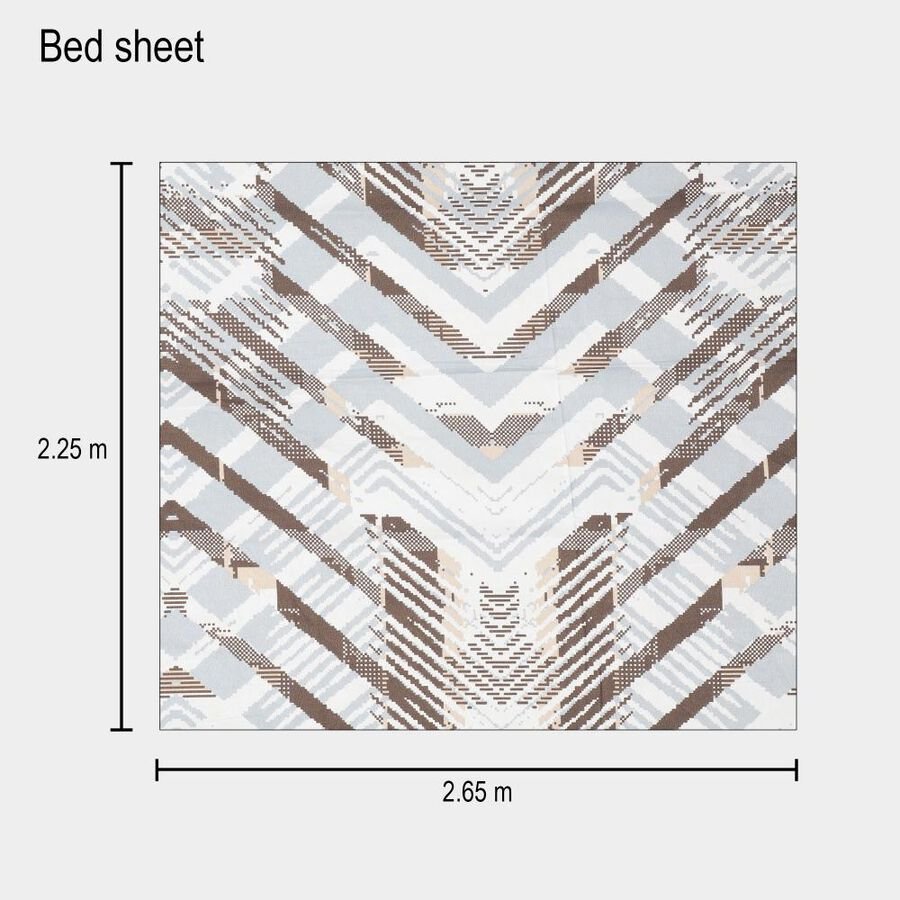 Home Beautiful Beige and Brown Geometric Printed King Size Bedsheet – Elegant Comfort for Your Bedroom