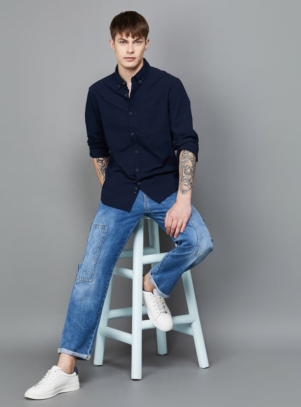 FAME FOREVER Men's Slim Fit Casual Shirt with Textured Fabric – Trendy & Comfortable - Image 2