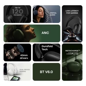 Noise Airwave Max XR: Sleek Carbon Black Wireless Overhead Headphones