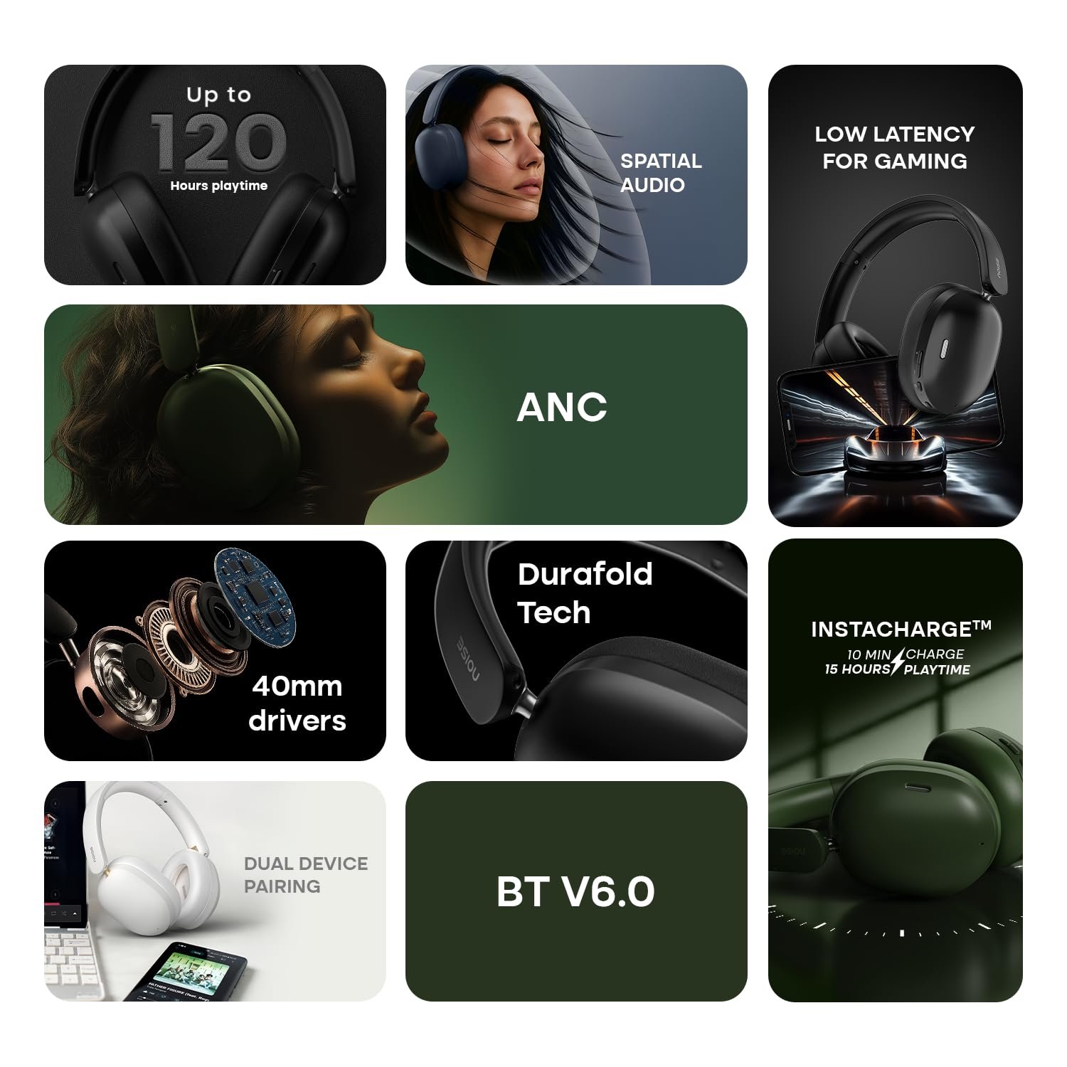 Noise Airwave Max XR: Sleek Carbon Black Wireless Overhead Headphones