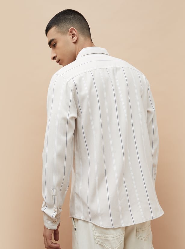 FAME FOREVER Striped Smart Fit Shirt for Men – Perfect for Office & Casual Wear