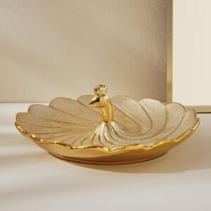 Stellar Porcelain Peacock Platter – Elegant Decorative Centerpiece