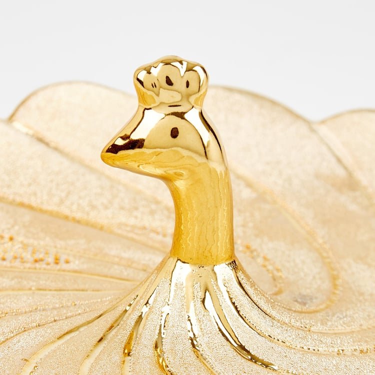 Stellar Porcelain Peacock Platter – Elegant Decorative Centerpiece