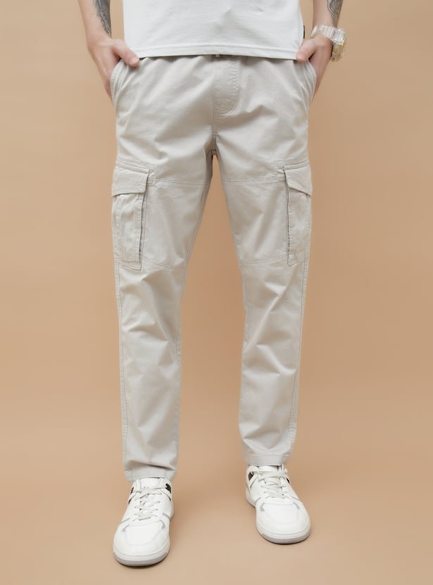 FAME FOREVER : Urban Edge Solid Slim Tapered Cargos