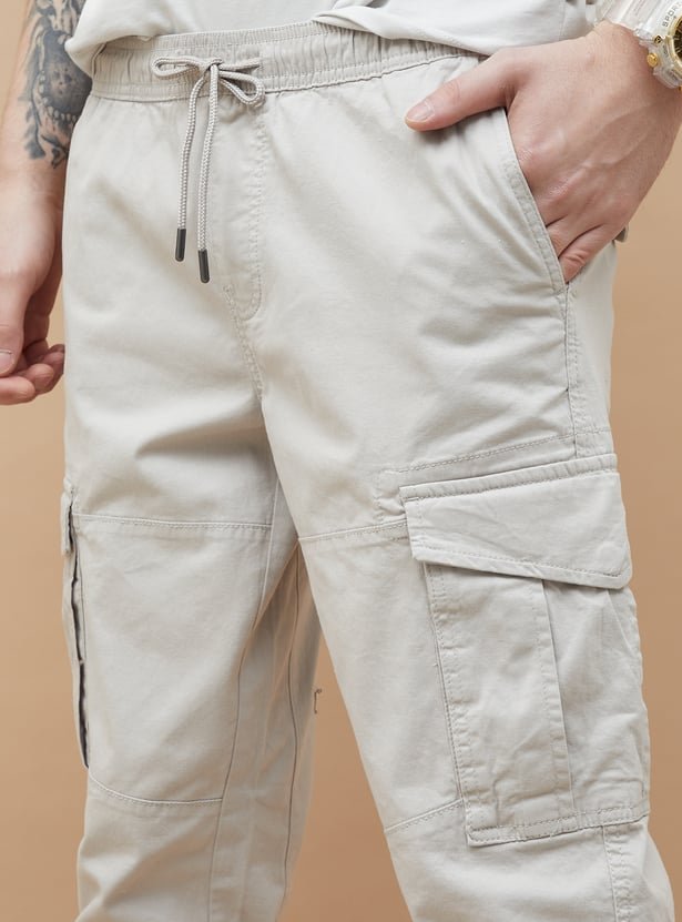 FAME FOREVER : Urban Edge Solid Slim Tapered Cargos