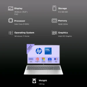 HP 15-fd1284TU: Sleek Power with Intel Core i3 and 16GB RAM
