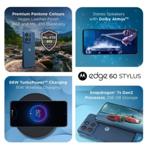 Motorola Edge 60 Stylus 5G Smartphone | Pantone Gibraltar Sea | 8 GB RAM | 256 GB Storage