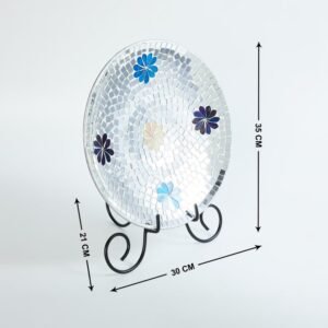 Corsica Mosaic Glass Decorative Plate with Stand – Elegant Home Accent