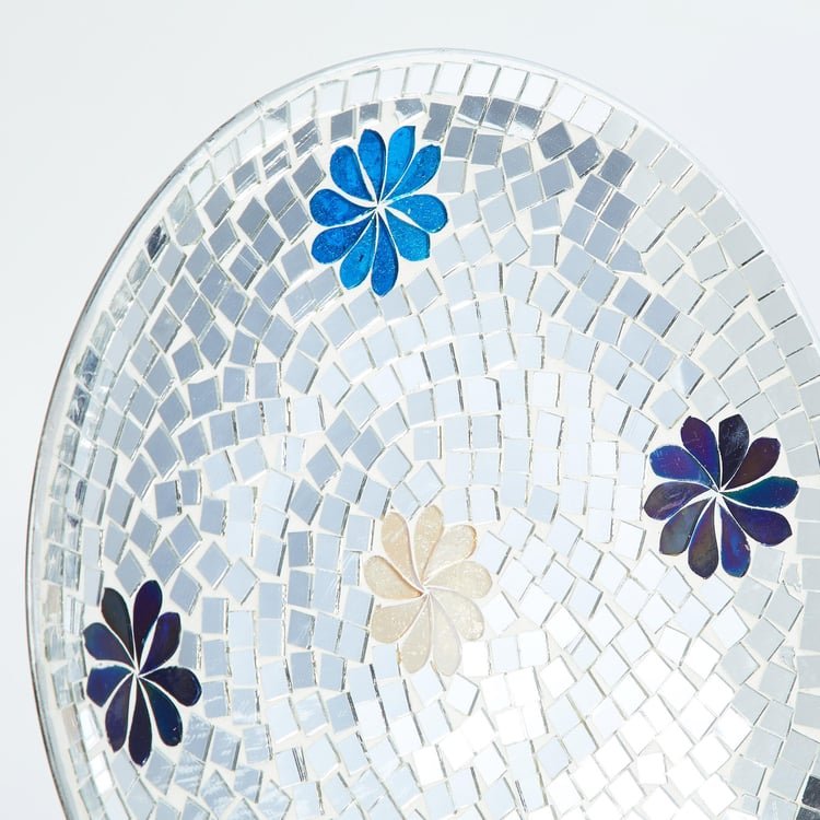 Corsica Mosaic Glass Decorative Plate with Stand – Elegant Home Accent