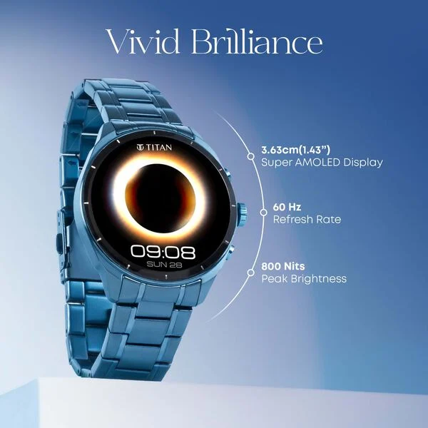 Titan Heritage Premium Smartwatch | All SS Design | 3.6 CM AMOLED Display | Advanced Chipset - 90207KM01