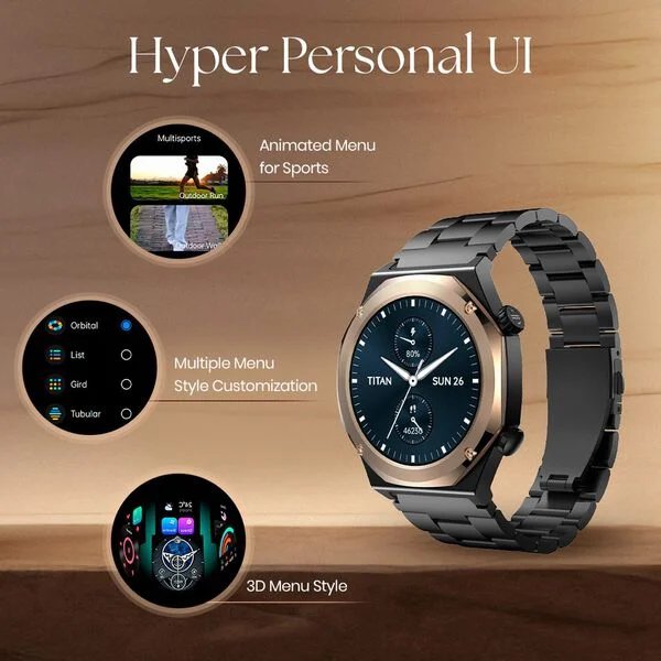 Titan Maestro Advanced Metal Smartwatch Built with Stainless Steel, Bluetooth Call Support and Crown Navigation - 90208KM01
