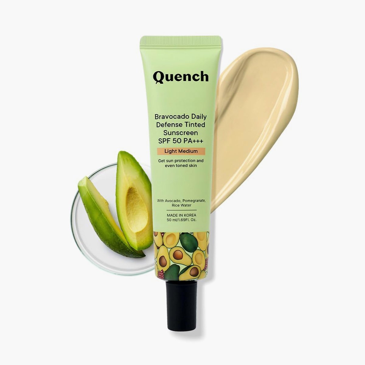 QUENCH Bravocado: Your Daily Shield with a Natural Tint sunscreen SPF 50 PA+++