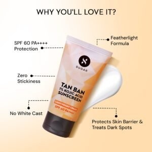 SUGAR Tan Ban 1% Kojic Acid SPF60 Sunscreen: Glow Guard